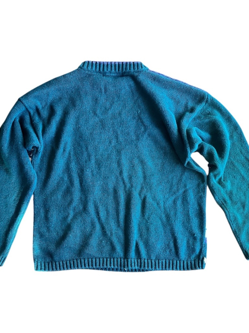 Green Patchwork Textured Knit Sweater - Picture 2 of 6